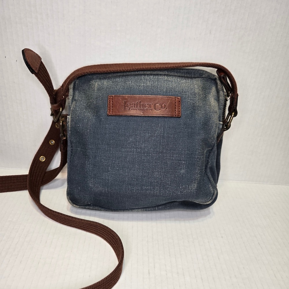Leather Co. Liz Claibourne Canvas‎ Denim Leather Crossbody Messenger Purse Small
